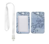 Light Blue Berry Sprigs Card Holder with White Lanyard, Pass Holder Lanyard, Vertical Name Badges Protector for Worker, Vertical ID Cards Protector for Men, Nurse Essentials Work Paramedic Accessories