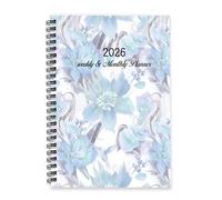 Light Blue Blooms 2026 Planner A5 To Do List Notebook Notebook Journals for Women 2026 Planner Diary A5 for Work Week To View Monthly Year Diary with Dotted Line Note Page Slim