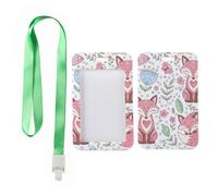 Light Blue Blooms ID Badge Holder with Green Lanyard, Sliding Vertical Badge Holder, Vertical Name Badges Protector for Men, ID Cards Protector for Office, Nurse Accessories Work Nurse Essentials Work