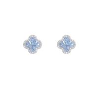 Light Blue Broken Diamond Clover Earrings, Alloy Luxury Small Flower Earrings, Fresh and Gentle Accessories, Suitable for Commuting Girls, Daily Dating, Sweet Dressing and Gift Giving People