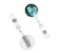 Light Blue Butterfly Badge Reels Retractable Badge Holder with Alligator Clip Cute Nurse Telescopic Badge Clip Name ID Card Holders for Office Worker Doctor Nurse Key Holder