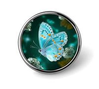 Light Blue Butterfly Badges Pin, Personalized Exquisite Round Badge, 1 Inch Button Pins for Women And Men, Decorative Metal Round Brooch for Clothing, Backpacks, And Hats