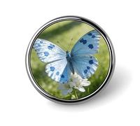 Light Blue Butterfly Badges Pin, Personalized Exquisite Round Badge, 1 Inch Button Pins for Women And Men, Decorative Metal Round Brooch for Clothing, Backpacks, And Hats