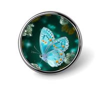 Light Blue Butterfly Button Pin,exquisite Round Badge Custom Badge Pins Kit Funny Gifts for Couples, Friends, Clothing Accessories, 3 Styles