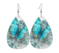 light blue butterfly earrings for women double sided teardrop leather earrings lightweight dangle earrings for women ear accessories fashion jewelry birthday gift