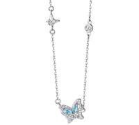 Light Blue Butterfly Pendant Necklace - Blue
