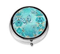 Light Blue Butterfly Print Personalised Portable Pillbox with,Mini Pillbox Compact and Convenient Pill Organiser for Storing and Organising Pills