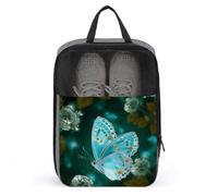 Light Blue Butterfly Shoe Bag Travel Shoe Organizer Water-Resistant Shoe Pouch with Zipper Sneaker Dust Bag, gray, One Size, Modern