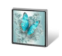Light Blue Butterfly Summer Parrot Pine Bird Lapel Pin for Men Women Square Fashion Brooch Pin - Cute Enamel Badges, Aluminum Alloy Metal Pinback for Hats, Shirts, Bags, Jackets & Accessories