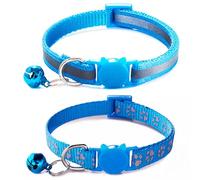 Light Blue Cat Collar with Bell, 2-Pack Cute Nylon Kitten Collar with Bell,Adjustable Reflective Cat Collars for Xs XSmall Girl Pets Female X-Small,Neck 7-12 Inch