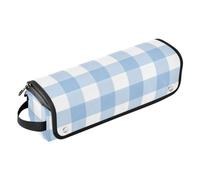 Light Blue Checkered Plaid Tartan Buffalo Hot Hair Tools Travel Bag and Heat Resistant Mat Waterproof Curling Iron Travel Case for Hot Tools Curling Iron Flat Irons Hair Volumizer