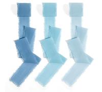 Light Blue Chiffon Ribbon 3 Rolls 1.5'' X 20 Yd - Navy, Baby, Royal, Pale Blue - Personalised Hair Ribbons for Wedding and Baby