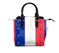 Light blue color Studded Handbag for Women - Women's Large Crossbody Bag Leather Handbag Suitable for Daily Travel, Black, French Flag, One Size