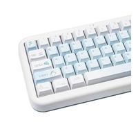 Light Blue Custom Keycaps Set, Cherry Profile Thick PBT Keycap, Cute Snowman Theme 145 Keys Five Sided Dye Sublimation Cherry MX Key Cap for ISO/ANSI Layout Mechanical Gaming Keyboard