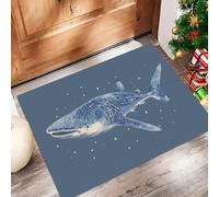 Light Blue Doormat, Whale Shark Lines Area rug Non Slip Backing - Dirt Trapper Mat Absorbent Non-Slip Door mat for Entrance Inside Kitchen Front Back Door Pets and Garden - 60 x 90 cm