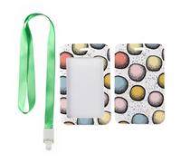Light Blue Dotted Spheres ID Card Holder with Green Lanyard, Name Tag Holder, Vertical Cards Protector for Men, Vertical Name Badges Protector for Women, Teacher Stuff Nurse Essentials Work