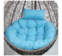Light Blue Egg Chair Cushion with Headrest Pillow Tufted Hanging Basket Seat Pads Indoor/Outdoor Replacement Cushions for Garden Patio Office (100x100cm)
