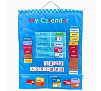 Light Blue Fabric My Calendar Wall Hanging by Fiesta Crafts - Change daily to learn the days and months - Beautifully embroidered wall chart- wonderful decoration and educational resource (Light Blue)