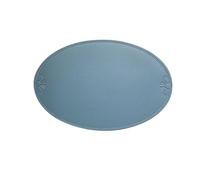 Light Blue Faux Leather Placemats - Washable, Oval Anti-Slip Mats for Kitchen, Dining Table, Coffee Shop, Restaurant, Office - Set of 4 Decorative Tableware