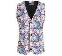 Light Blue Festive Santa Claus Xmas Waistcoat V Neck Sleeveless Slim Fit Party Dress Vest Suit