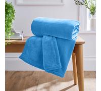 (Light Blue Fleece, Super King) Faux Fur Fleece Blanket Large Sofa Bed Warm Throw
