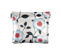 Light Blue Flora Pattern Minimalist Style Gray Fashion Small Leather Coin Purse Fancy Personal Items Organizer for Women monedero Pequeno para Mujer