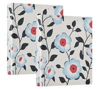 Light Blue Flora Pattern Minimalist Style Gray One and A Half Inch School Supplies Binder 3-Ringing with Pocket Cover 1/2 Pack Assorted Binders 200 Sheets