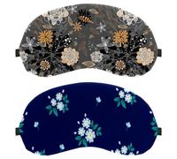Light Blue Floral Royal Blue Background 2-Pack Eye Patch and Eye Masks Set, Light-Blocking, Soft, Breathable Sleep Mask Kit