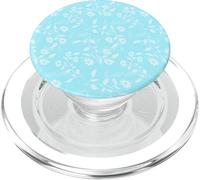 Light Blue Flowers and Leaves, Cottage Girly Feminine Design PopSockets PopGrip for MagSafe