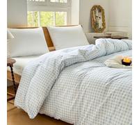 Light Blue Gingham Cotton Weighted Blanket Cover 88"x104", Blue Checked Plaid Duvet Cover for Weighted Blanket, Grid Cotton Heavy Blanket Duvet Cover (Light Blue Gingham, 88"x104")