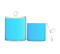 Light Blue Gradient Clear Plastic Storage Boxes with lid Office Essentials Decorative Dental Floss Storage Jar for Floss Picks,Paper Clips,2 Pack