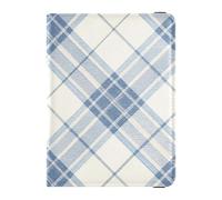 Light Blue Gray Tartan Leather Passport and Vaccine Card Wallet Combo Passport Case Travel Documents Wallet Passport Cover Holder Wallet Case for Men and Women Waterproof