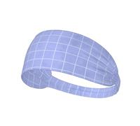 Light Blue Hand Drawn Grid Unisex Sweatband Breathable Sweat Bands Non-Slip Head Bands For Workout Outdoor Activities Basketball