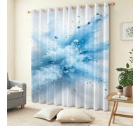 Light Blue Icy Mist Explosion Small Blackout Curtains Cool, abstract style 3D Short Eyelet Thermal Insulated Curtains for Boys Girls Bedroom 2 Panels Soundsproof Drapes W 46" x L 54" C.788
