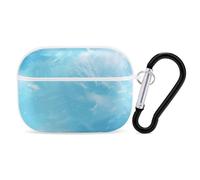 Light Blue Image Airpod Pro Case AirPods 2 Case for Women Hard Shell Protective Cover with Carabiner Keychain Compatible with AirPods Case 2nd 1st Generation, Front LED Visible White