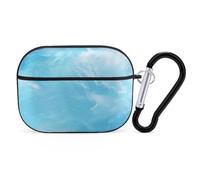 Light Blue Image Airpod Pro Case AirPods 2 Case for Women Hard Shell Protective Cover with Carabiner Keychain Compatible with AirPods Case 2nd 1st Generation, Front LED Visible Black