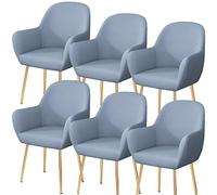Light Blue Kitchen Dining Chair Covers Set of 4/2/6, Slipcovers with Arms for Curved Back Accent Chairs, Bar & Office Chair Protectors, & Slish, 6PCS