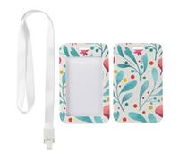 Light Blue Leafy Branches ID Badge Holder with White Lanyard, Photocard Holder, Vertical Cards Protector for Worker, Vertical ID Cards Protector for Women, Teacher Stuff Nurse Accessories Work