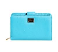 Light Blue Leather Continental Clutch Wallet - female - Dolce & Gabbana - Wallets & Cardholders - Blue - ONE SIZE - Accessories ONE SIZE