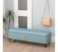 Light Blue Leather Storage Ottoman Bench - Modern Upholstered Entryway & End of Bed Storage Solution Stylish Sofa Couch with Hidden Compartment for Home Décor