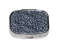 Light Blue Leopard Animal,Meta Pill Box 2 Compartment Medicine Case,Portable Organizer,Rectangle Meta Portable Organizer Pill Box 536 Compartment Medicine Case