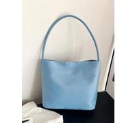 Light Blue Letter Embroidered Nylon Underarm Bag Lightweight Women Casual Small Shoulder Tote Bag Zipper Daily Handbag