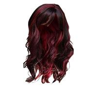 Light Blue Long, Curly Blonde Full Wig for Women with Heat Hair, Long, Curly Blonde Full Wig for Women with Heat Hair, Green Wig Curls (Red, One Size)