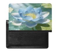 Light Blue Lotus Passport Holder Cover Wallet Leather Passport Holder Travel Wallets Ultra Slim Passport Wallet Cover Case for Travel Must Haves Accessories Passport Book Holders