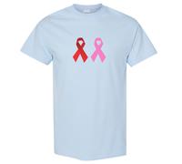 (Light Blue, M) Breast Cancer HIV/AIDS Awareness Red Pink Ribbon Men T Shirt Tee Top