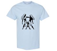 (Light Blue, M) Gemini Twin Zodiac Horoscope Astrological Symbol Sign Men T Shirt Tee Top