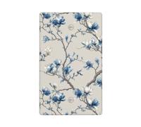 Light Blue Magnolia Branches Single Toggle Blank Wall Plate Light Switch Cover Decorative 1 Gang for Kitchen Room Bathroom Size 11.4x7cm