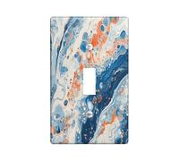 Light Blue Marble Switch Cover Wall Plate 1 Gang Single Toggle, Cool Abstract Modern Electrical Faceplate for Bedroom Bathroom Decor, Contemporary Vintage Standard Size Switchplate