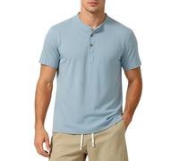 Light Blue Mens Polo Shirts Short Sleeve Round Neck T-Shirt Plus Size Loose Solid Color Trendy Shirt Button Up Lightweight Comfortable Sports T Shirts Cotton Linen Summer Tops 4XL