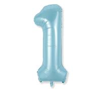 Light Blue Number 1 Balloon for 1st Birthday, 40 Inch Large Number Foil Balloons, Self Inflating for Kids Boys Men Age Birthday Party Anniversary Party Decoration Supplies